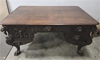 Stunning Antique Winged Griffin Partners Desk