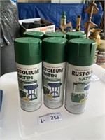 (6) Rust-Olem Satin Green Spray Paint