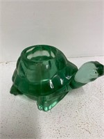 Vintage Indiana Glass Green Turtle Votive Holder K