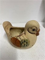 Vtg Duck Clay Pottery Planter Glazed & Unglazed K