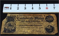 1864 Confederate States of America $500.00 Note