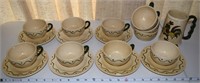 Metlox CA Pottery Poppytrail Rooster cup & saucers