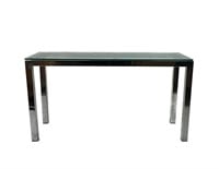 CHROME AND GLASS CONSOLE TABLE