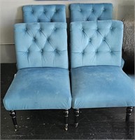 4pc Azure Diamond Tufted Lounge Chairs