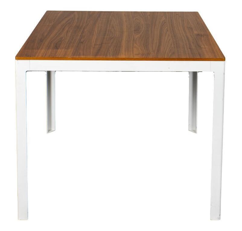 Modern Wood and Enameled Steel Dining Table