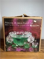 Indiana Glass Punch Bowl Set w 12 Cups & Ladle