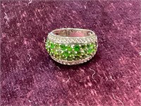 .925 SILVER GREEN STONE RING
