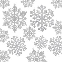 36pcs Christmas Snowflake Ornaments Plastic Glitte