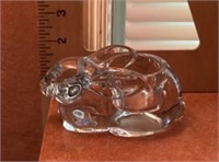 Glass rabbit paperweight