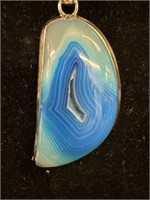 Stunningly beautiful blue agate pendant wrapped