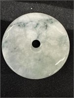 Solid jade disc pendant, 2” diameter