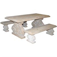 Classic Acanthus Garden Table and Bench set of 3 (