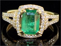 14kt Gold 1.91 ct GIA Emerald & Diamond Ring