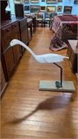 FREESTANDING CARVED WHITE HERON ~ 34" TALL