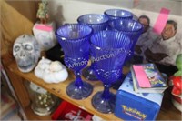 AVON FOSTORIA BLUE GLASS GOBLETS