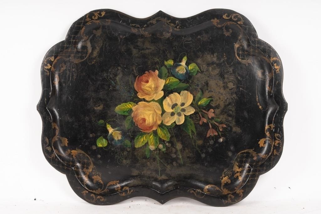 19th C. English Paper Mache Tole Tray