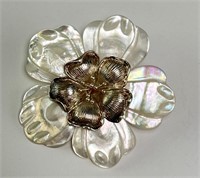 Gorgeous Large MOP Sterling Flower Pin/Pendant 21G