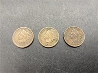Antique Indian Head Penny Coins 1895, 1906, 1900