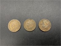 Antique Indian Head Penny Coins 1907, 1906, 1904