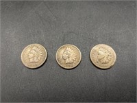 Antique Indian Head Penny Coins 1892, 1896, 1881