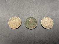 Antique Indian Head Penny Coins 1905, 1900, 1902