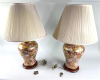 Pair of Japanese Satsuma Covered Lamp