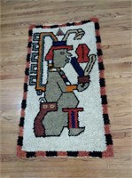 Hand Hooked Aztec Tapestry