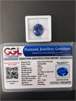 10.62 Carat Blue Tanzanite Gemstone Oval Cut