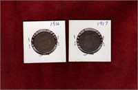 CANADA 1916 & 1917 LARGE PENNIES