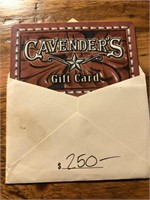 Cavender's Gift Card-$250.00