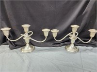 Sterling Silver pair  3 light candelabras.