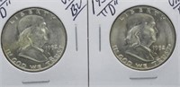 (2) 1952-D UNC/BU Franklin Half Dollars.