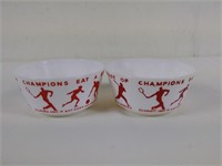 Pair of 1937 Wheaties Milk Glass Cereal Bowls