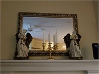 Pair of marble like angels with candle holder