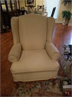 Off white wing back striped chair
