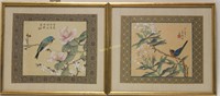 (2) Vintage Chinese Watercolors on Silk, Birds