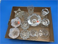Box of Glass Candleholders & Box of Glass Vases