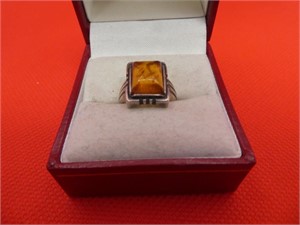 Amber 925 Ring Size 5