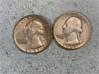 1957, 1957D Washington quarters