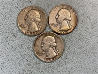 1952, 1952D, 1952S Washington quarters