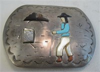 Vintage SS Multi Stone Belt Buckle - Tested