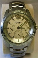 Fossil 10ATM Silver Dial Retro Day/Date Watch