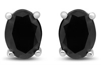 14k Wgold Oval 2.00ct Black Diamond Stud Earrings
