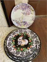 6 ROOSTER PLATES MATCHING PLATTER