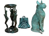 Patinated Brass or Bronze Diminutive Statues