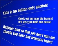 ONLINE ONLY Auctioneer note: go to www.stouffersau
