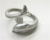 .925 Stamped Sterling Dolphin Ring