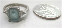 .925 Stamped Sterling Ring w/ Green Stone