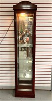 Wood curio Cabinet Lighted & mirror back glass