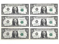 6 US 1977 A $1 Dollar Bills